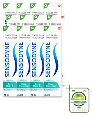 Productafbeelding van 12 x Sensodyne Deep Clean Gel tandpasta - 75 ml - Grote verpakking - 12 stuks