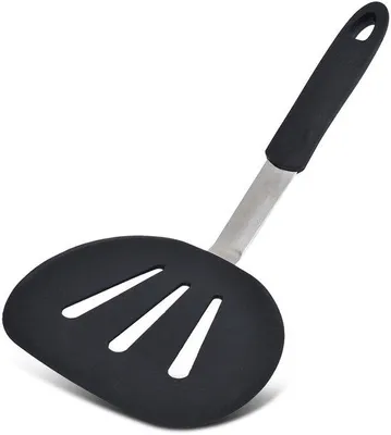 Produktbild von Silikonspatel - Pannenkoekenspatel - Ergonomischer Griff - Schwarz - Gleitfähig - Geschikt für den Alltag - 31,2 cm