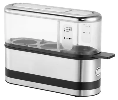 Produktbild von Zimilo Kompakter Eierkocher aus Edelstahl für 1-2 Eier, 250W Mini Eierkocher mit Messbecher & Eipick, für weich, mittel und hart gekochte Eier