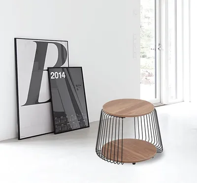 Produktbild von PUCHIKA Beistelltisch, runder Couchtisch aus Holz und Metall, für Wohnzimmer