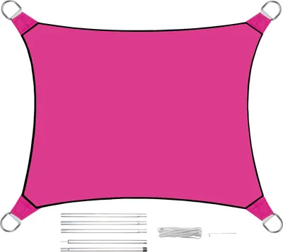 Produktbild von Sonnensegel Rechteckig 2x3m Pink mit Stangenset für den Garten Sonnenschutzsegel