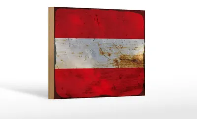 Produktbild von Holzschild Flagge Österreich 18x12cm Flag of Austria Rost