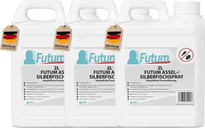 Produktbild von FUTUM 3x2L Silberfische Spray Mittel gegen Silberfischchen Köder Falle Silberfisch Abwehr