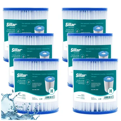 Produktbild von Sillar 6 Stück Intex Ersatz-Poolfilter – Typ H 29007 Pumpenpatrone 28601 28602