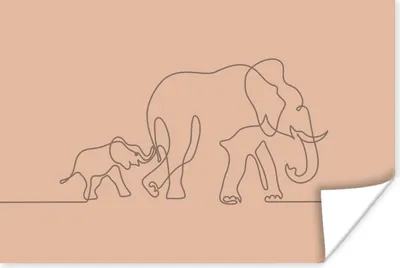 Produktbild von MuchoWow® Poster Elefant - Minimalismus - Braun 60x40 cm - Schlafzimmerdekoration