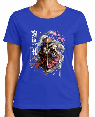 Imagen del producto de Camiseta para mujer, diseño "Samurai Ronin Drache Kirschblüten Katana Krieger Japan Y2K Bushido", color azul, talla M