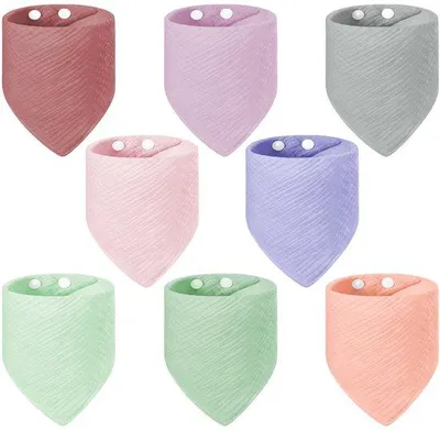 Image de Bavoirs pour bébé en Coton, lot de 8, 100 % coton, ultra-absorbants