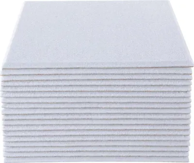 Immagine prodotto di Pannelli acustici - Set di 18 pannelli da parete - Assorbimento acustico - Isolamento acustico - Materiale PET - Montaggio e decorazione a parete - Bianco