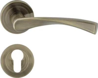 Produktbild von DOMINO Türgriff Drückergarnitur PZ - Profilzylinder Set | Rund-Rosette | Türklinke für Zimmertür, Bürotür, Kellertür & Innentür | Türbeschläge aus Aluminium | Bronze Türdrückergarnitur | ROMANA-R M3