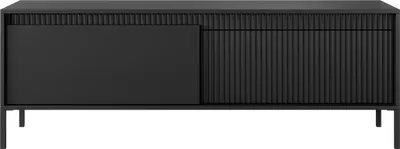 Produktbild von SENSO TV-Lowboard geriffelte MDF-Fronten, Push-to-Open, Schwarz, Metallbeine, 153x40x54 cm