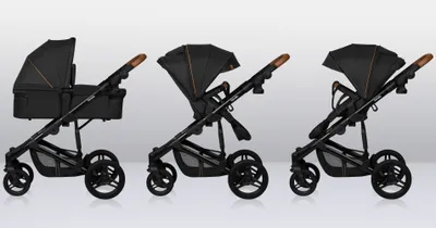 Produktbild von Lionelo Kinderwagen 2in1 Mari Tour bis 22 kg, Räder: Off-Road Typ, 3D-Panoramalüftung, Steuertasten mit Memory-Funktion, Babytragefunktion - Schwarz
