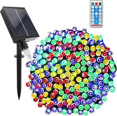 Immagine prodotto di Luci decorative da giardino a energia solare con 200 LED, lunghe 23 metri, lampade a energia solare con telecomando, 8 modalità, impermeabili