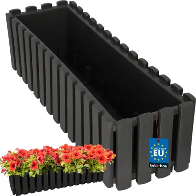 Obrázek produktu pro KOTARBAU® Flower Box Flower Pot 58x18x16 cm Grey Plastic Planter Balcony Box Planter Rectangular Planter Large Flower Box Balcony