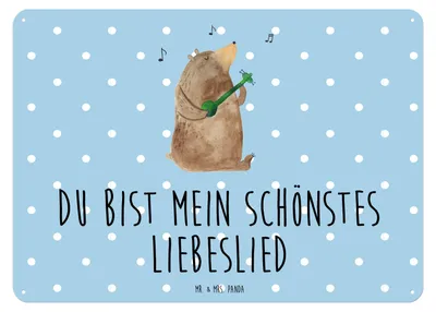 Produktbild von Mr. & Mrs. Panda tafel Bär Lied DIN A3 - Blau Pastell - Geschenk, Teddy, Valentinstag, Magnetschild, Wandbild, Schild, Blechtafel, wandtafel, Liebe, Spruch, Partner, Herz