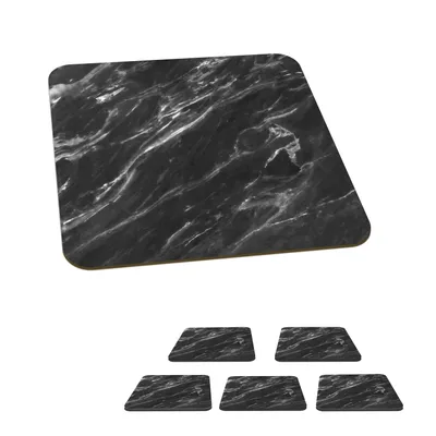 Obrázek produktu pro KitchenYeah® Skleněné podtácky Square Set of 6 Marble - Pattern - Waves 10x10 cm Coasters for Glasses - Drink Coasters - Table Top Protectors - Table Coasters for Cups Table Bar Glass