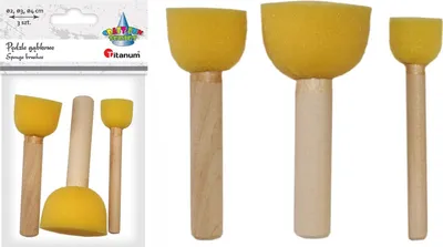 Obrázek produktu pro Houbové štětce na malování sada 3 kusů. Titanové