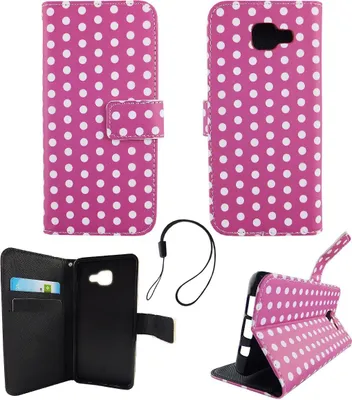 Image de Coque de protection pour téléphone portable Samsung Galaxy A5 2016, motif pois, violet et blanc