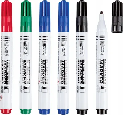 Produktbild von Crelando Permanentmarker 6er Pack schnell trocknend permanent Wischfest wasserfest Keilspitze Bunt