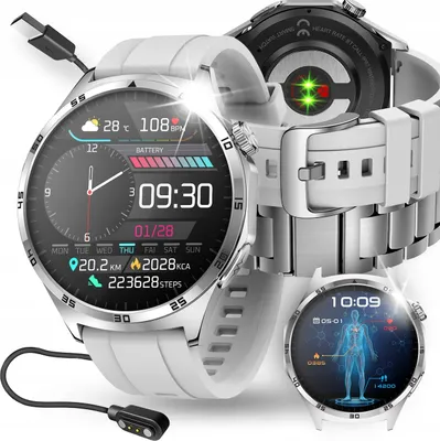 Zdjęcie produktu dla Smartwatch Męski Zegarek Pomiar Glukozy Ekg Bmi Hrv Polskie Menu Rozmowy Pl