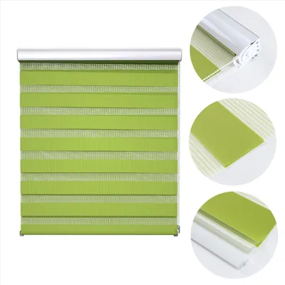 Produktbild von Doppelrollo ALU Grün 140 x 150cm Sonnen- und Sichtschutz Rollos ohne Bohren Duo