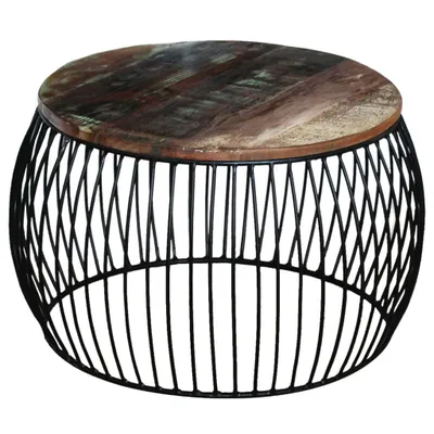 Immagine prodotto di vidaXL Tavolino rotondo in legno massiccio antico 68x37 cm