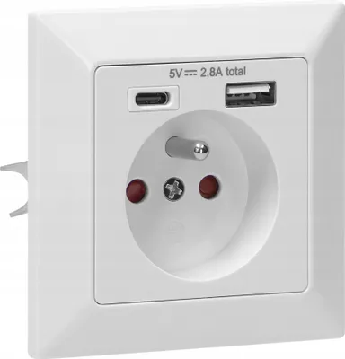 Obrázek produktu pro Elektrická zásuvka ORNO OR-AE-13232, 1x 250V s USB a USB-C nabíječkou pod omítku, bílá