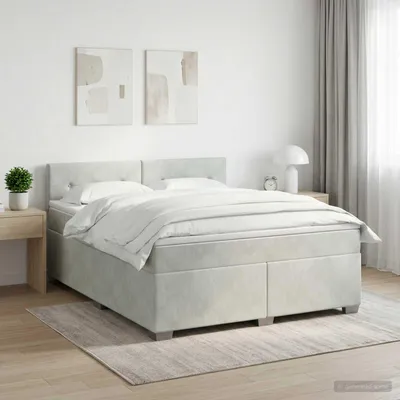 Immagine prodotto di Maison Exclusive - Letto boxspring con materasso Grigio chiaro 160 x 200 cm Velluto