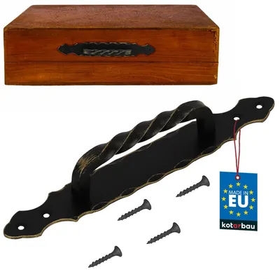 Obrázek produktu pro KOTARBAU® Madlo dveří, kovaná ocel, kliku, rukojeť, 295 mm, černá barva, zlaté provedení