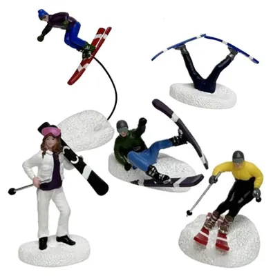 Productafbeelding van Skiers Polyresin 12cm 5 stuks Santaville