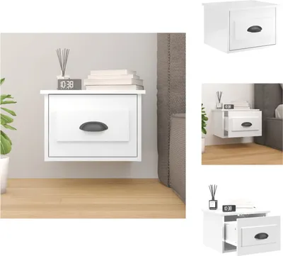 Image de vidaXL Table de nuit murale blanc brillant 41,5x36x28 cm - Tables de nuit