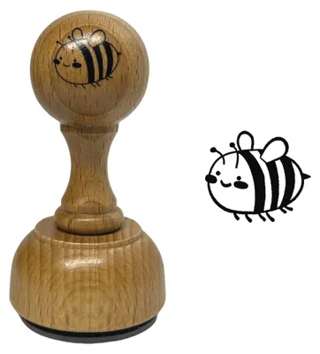 Produktbild von Holzstempel mit Bienenmotiv, Maße ca. 3,5 cm Breite, 3,5 cm Tiefe, 7,5 cm Höhe