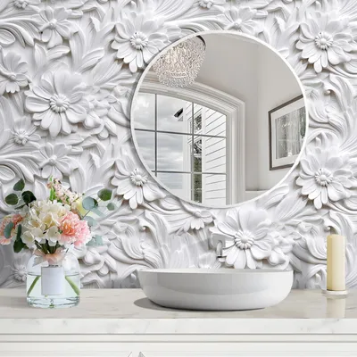 Produktbild von Selbstklebende Tapete mit 3D-Blumenmuster
