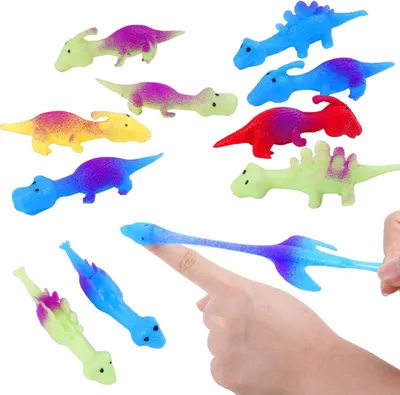 Imagen del producto de Juguetes de dinosaurios para los dedos, 10 unidades, de diferentes colores, para niños