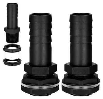 Produktbild von 2 Stück Tankdurchführung 1 Zoll, 25 mm Fassanschluss mit Schlauchtülle für Regentonnen, Wassertanks, Zisternen