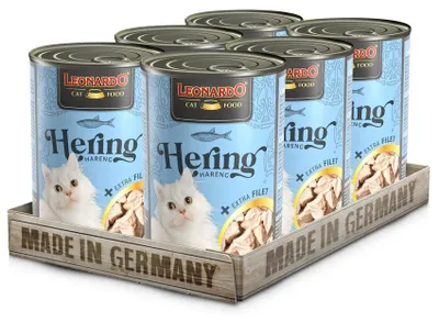 Produktbild von Leonardo Cat Food LEONARDO Hering + extra Filet, Adult, Türkei, 400 g, Ohne Soja, Ohne künstliche Farbstoffe