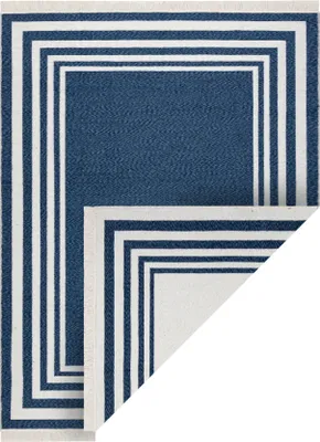 Zdjęcie produktu dla Dywan TWIN 22990 Ramka bawełna, dwustronny Ekologiczny frędzle - granat / krem niebieski 80x150 cm