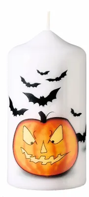 Produktbild von Kerze Halloween "Fledermäuse/Kürbis" 120 x Ø 60 mm