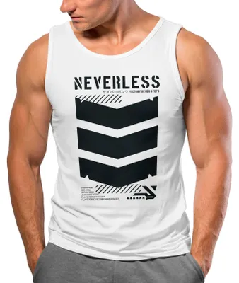 Produktbild von Herren Tank-Top Techwear Trend Motive Japanese Streetstyle Military Fashion Muskelshirt Neverless® weiß XL