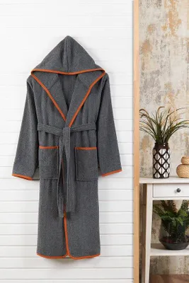 Produktbild von Weicher Baumwolle Bademantel schnell trocknend und saugfähig mit Taschen und Gürtel