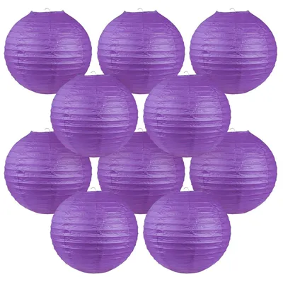 Zdjęcie produktu dla 10 sztuk papierowych lampionów, 16 cali, kolor fioletowy