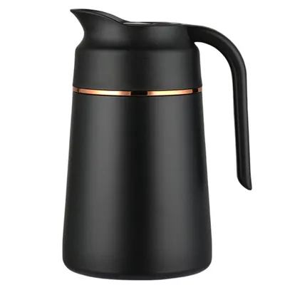 Produktbild von Isolierkanne 1,3 L, Edelstahl Thermoskanne, doppelwandige Vakuum Kaffeekanne Teekanne 22 x 13 cm,(Schwarz)
