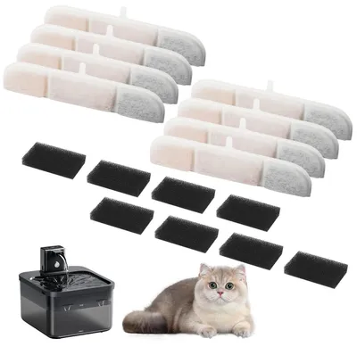 Obrázok produktu pre Sada filtrov Katzenbrunnen, model 16, pre zariadenie DPWFP6 | 8 filtrov a 8 filtrovacích vložiek | Viacvrstvová filtrácia s aktívnym uhlím | 17 x 3,7 x 1 cm