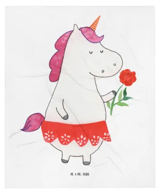 Produktbild von Mr. & Mrs. Panda Plaid Einhorn Dame - Weiß - Geschenk, Erstlingsdecke, Einhörner, Unicorn, Freundin, Schlummerdecke, Babydecke, Bachelorette, Kinderdecke, Fleecedecke