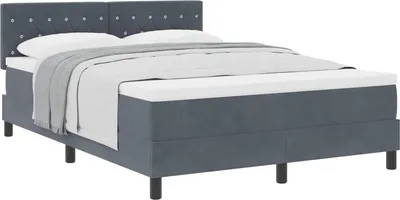 Produktbild von vidaXL Boxspringbett mit Matratze Dunkelgrau 140 x 190 cm Samt