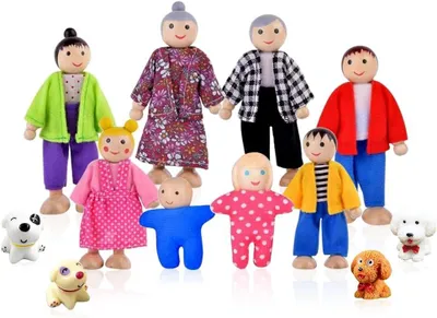 Imagen del producto de Casa de muñecas de madera, juego de familia