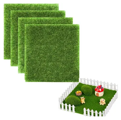 Kunstgras Miniatuurtuin 15x15 cm, 4 Stück, naturgetreu