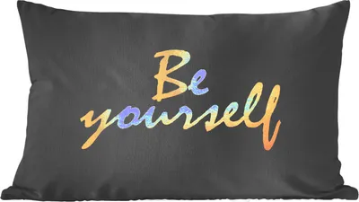 Produktbild von MuchoWow® Zierkissen Sofakissen Wohnzimmer Dekokissen 60x40 cm Zitate - Selbstvertrauen - Gold - Schwarz - Kopfkissen - Polster mit Foto