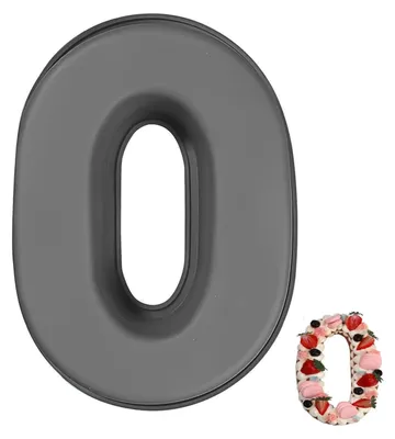 Produktbild von Silikon Kuchenform Zahl 0 Grau 3D Antihaft 25,3 cm
