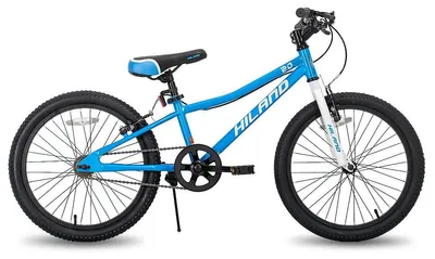 Image de Vélo enfant 51 cm - VTT - Monovitesse - Deux freins à main - Avec béquille - Pour filles et garçons - Bleu