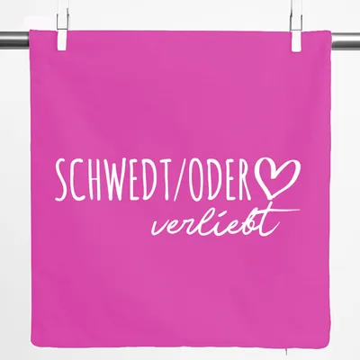 Produktbild von Huuraa Kissenbezug Schwedt Oder verliebt 40x40cm Fuchsia Baumwolle Dekokissenbezug Geschenkidee